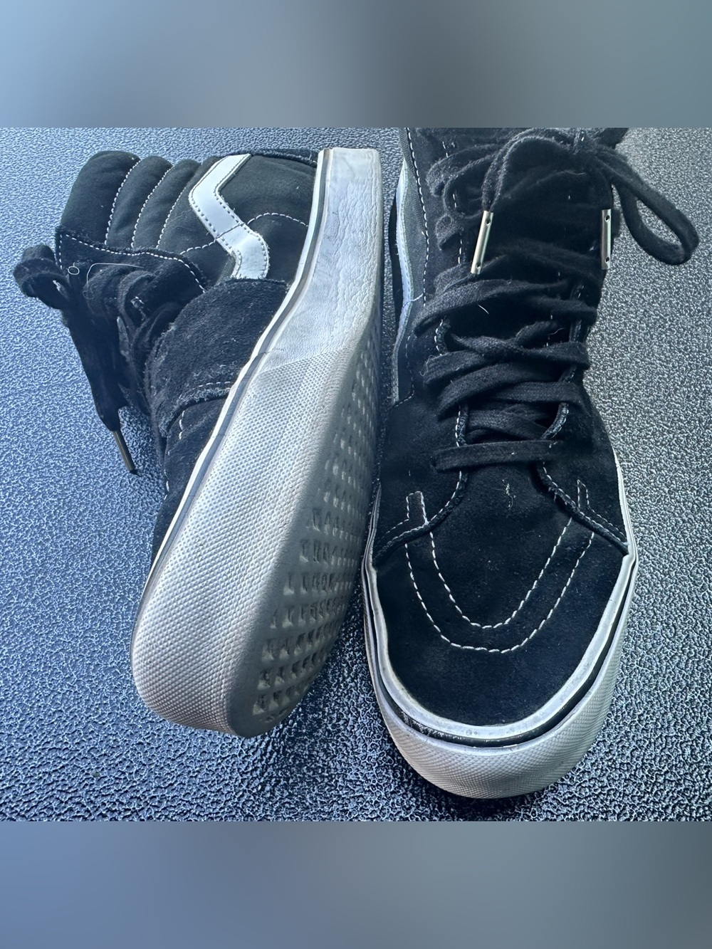 Vans Black & White High-Top Suede Skate Sneakers